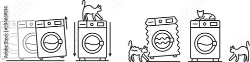 Washing machine vibration icon vector illustration. washing machine line icons