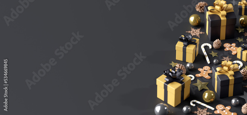 Christmas background with christmas decoration - 3d rendering