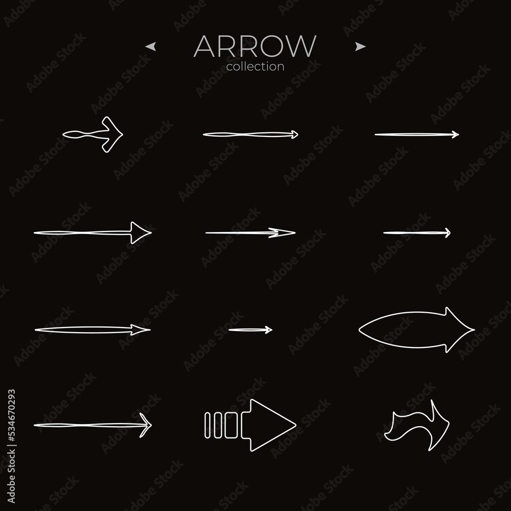 Thin Line Icons. Linear Arrow icons set. Trendy line style. To use in web and mobile UI. Editable vector stroke