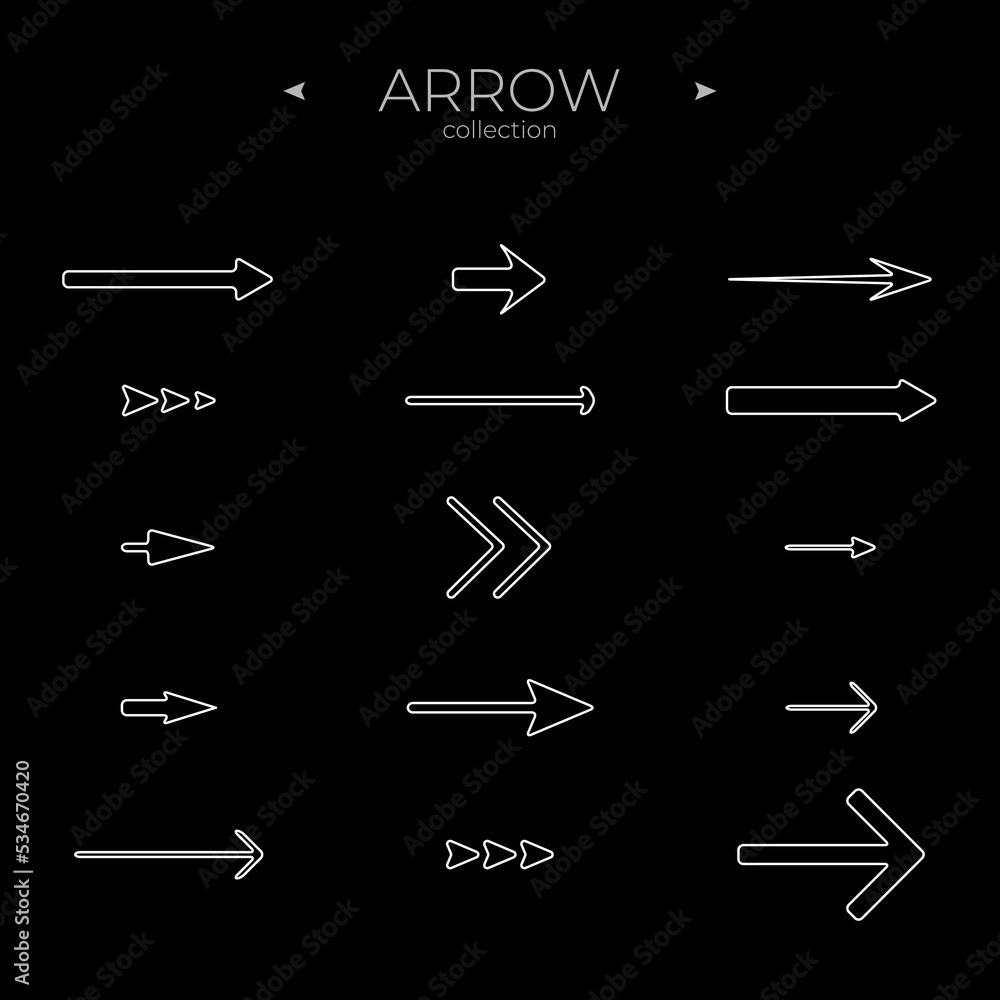 Line Arrow icon set. Arrow vector icon set. Thin line style. Web symbols for web sites. Editable vector stroke Line Arrow icon set. Arrow vector icon set. Thin line style. Web symbols for web sites. Editable vector stroke