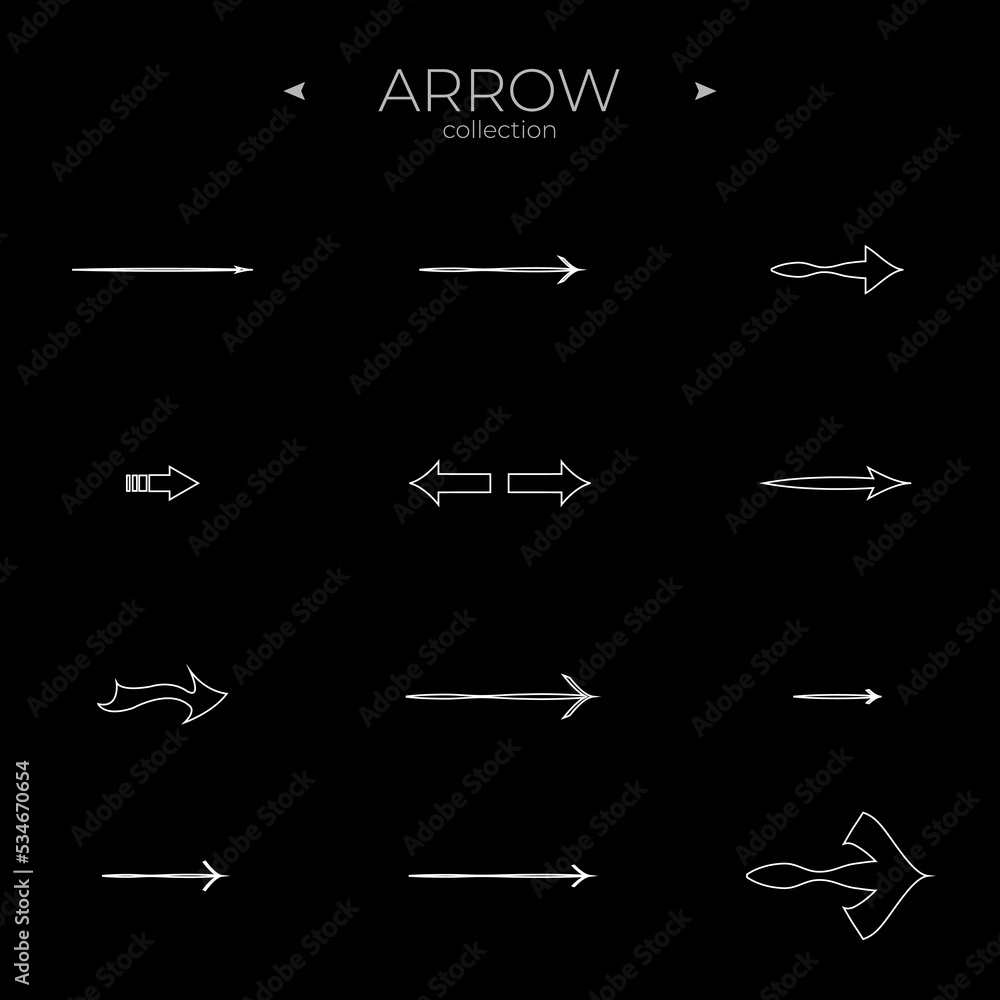 Simple set of arrow icons. Line icons collection. Arrow basic UI elements. To use in web and mobile UI. Vector Simple set of arrow icons. Line icons collection. Arrow basic UI elements. To use in web and mobile UI. Vector
