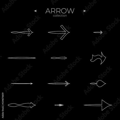 Premium set of arrow line. Linear Arrow icons set. Modern vector symbols. Simple Minimal Pictogram. Vector illustration