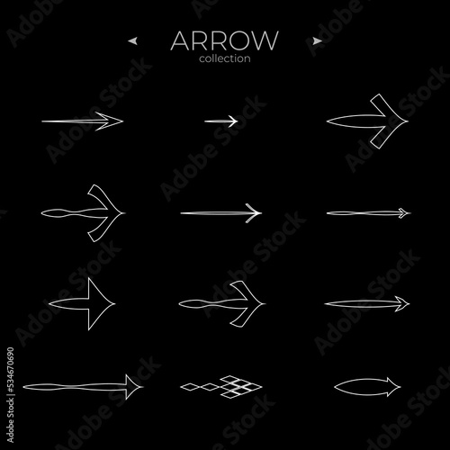 Line Arrow icon set. Universal Arrow icon. Arrow basic UI elements. Simple Minimal Pictogram. Vector