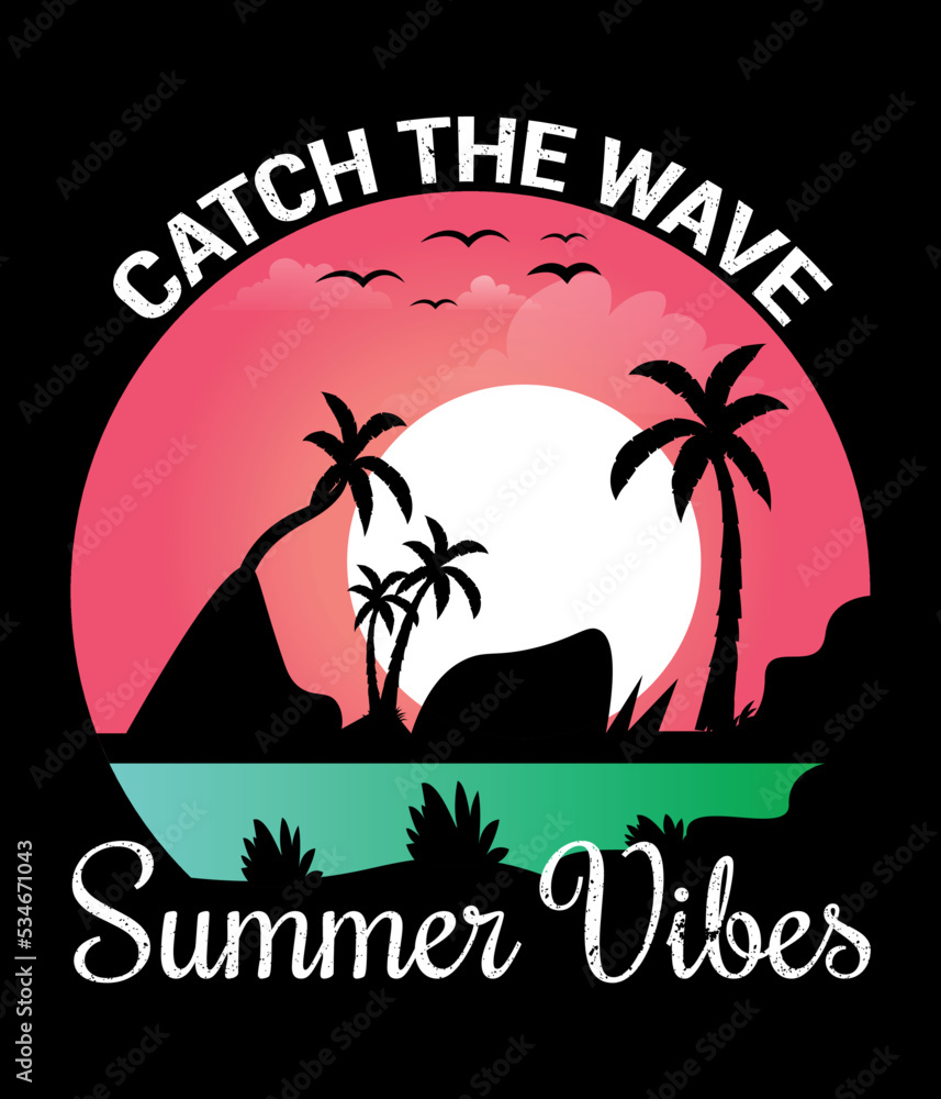 Summer Vibes, Vintage summer t-shirt design.