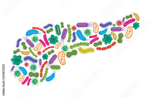 Pancreas made of Bacteria isolated on white background. Vector illustration.