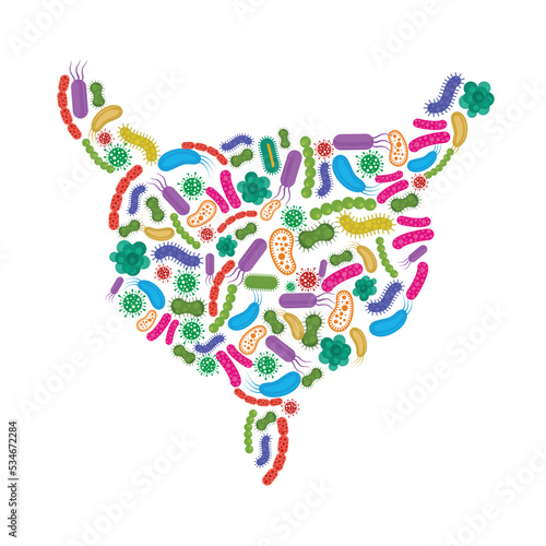 Bladder made of Bacteria isolated on white background. Vector illustration.