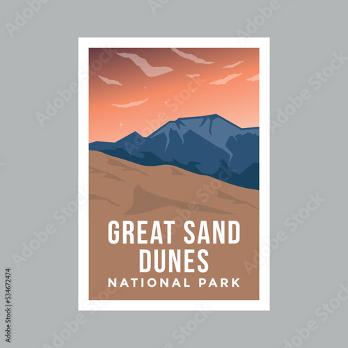 Great Sand Dunes National Park poster illustration design.