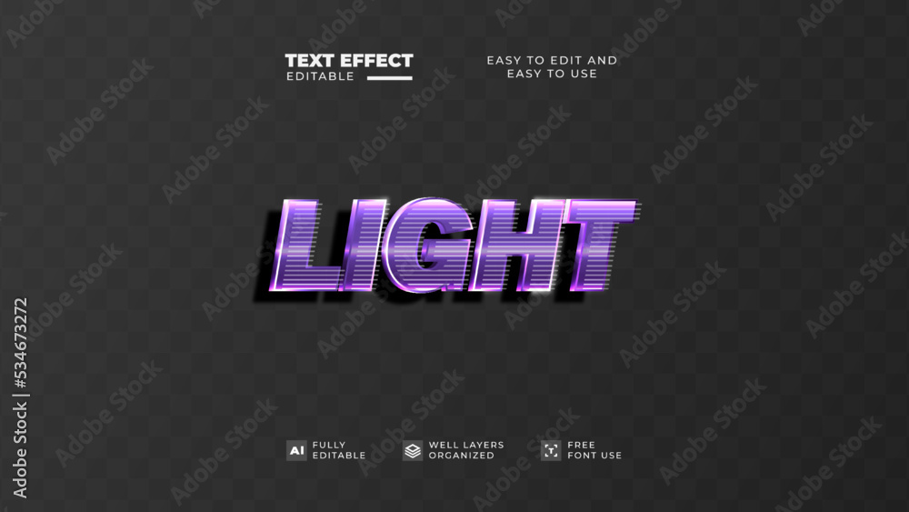 Light retro style text effect editable