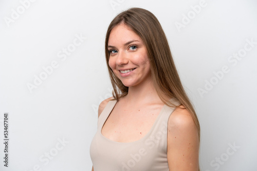 Young Lithuanian woman isolated on white background . Portrait