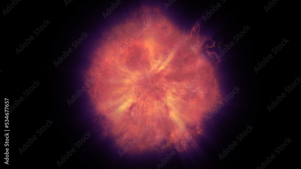 Fototapeta premium fire flame ball explosion in space, illustration