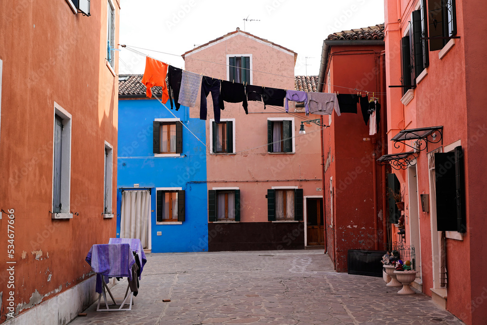 Farbenfrohe Häuser, Kanal, Burano, Insel Burano, Venedig, Venetien, Italien