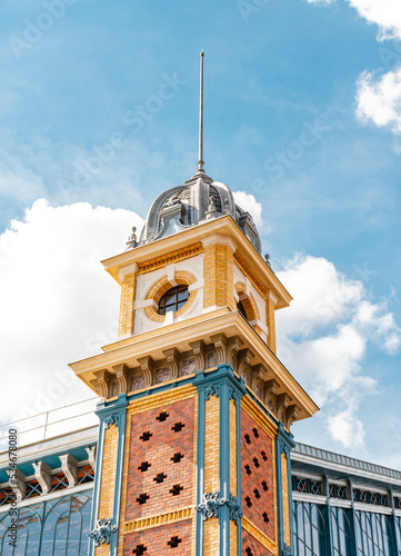 Photography One of the towers of the western train station (Nyugati station) in Budapest