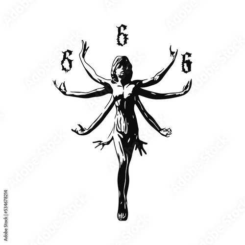 multi-armed woman statue illustration vector