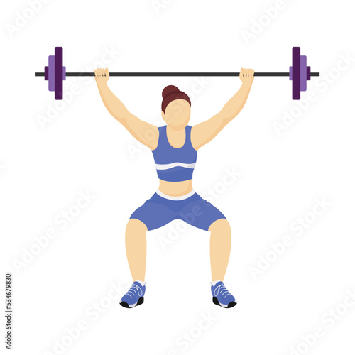 Faceless Woman Lifting Dumbbell On White Background.