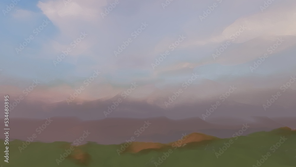 image paint art style landscape 3d render
