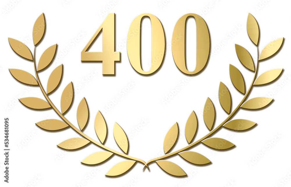 Gold laurel wreath 400 PNG isolated on a white background