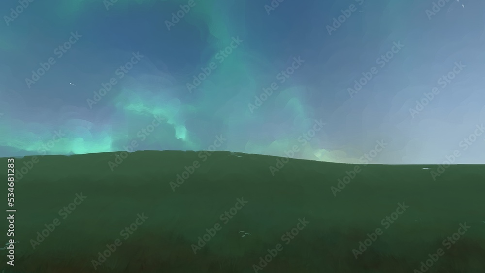 image paint art style landscape 3d render