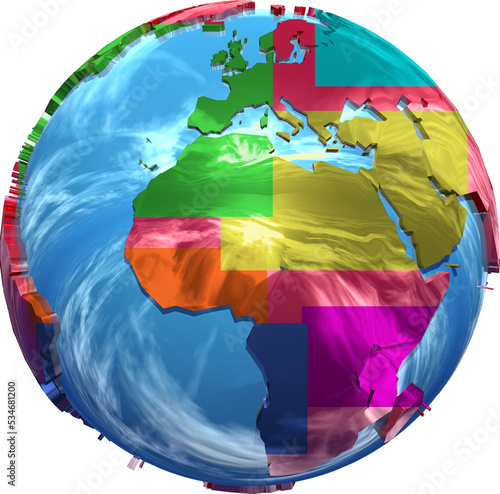 Colorful earth globe on transparent background