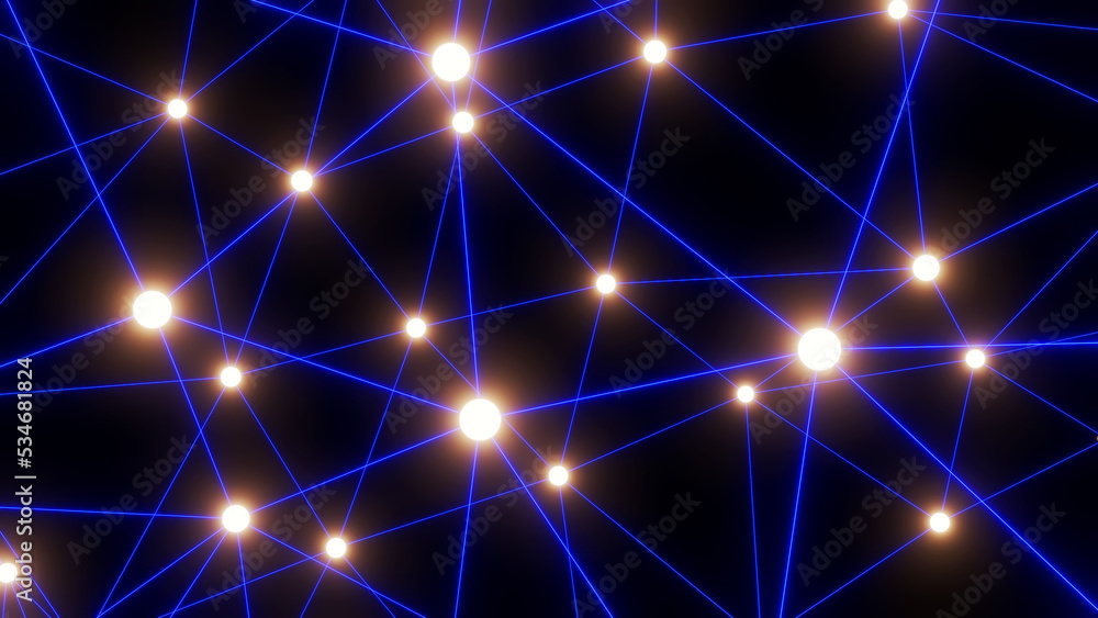 Abstract technology 3D background with neon glowing blue lines on black, plexus science graph Abstract technology 3D background with neon glowing blue lines on black, plexus science graph