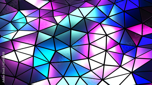 Abstract colorful mosaic background, purple blue polygons on black, trangle s...