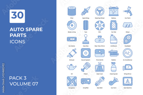 auto spare parts icons collection.