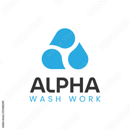 Simple Modern Logo Design Alpha Wash Vector Template for Washing Service. Abstract Water Shape for Water Pressure Business