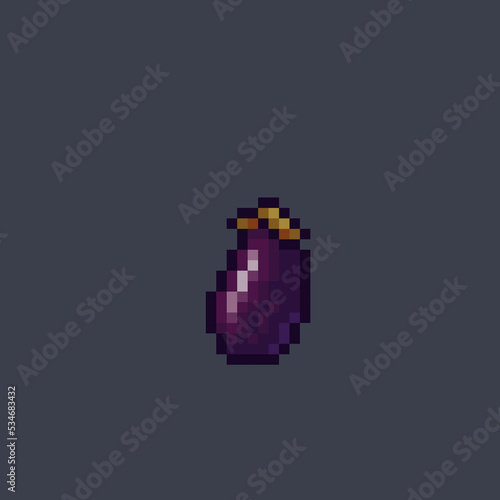 eggplant in pixel art style
