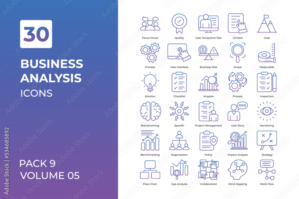 business analysis icons collection. business analysis icons collection.