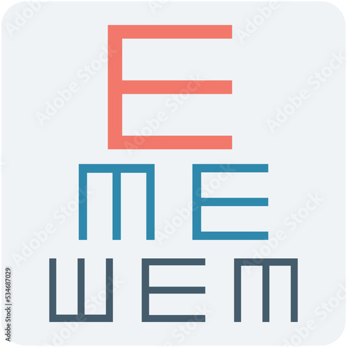 Snellen Chart Colored Vector Icon