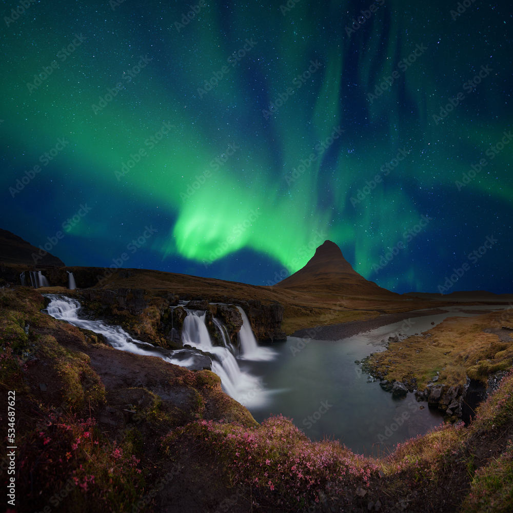 Northern Light, Aurora borealis at Kirkjufell in Iceland