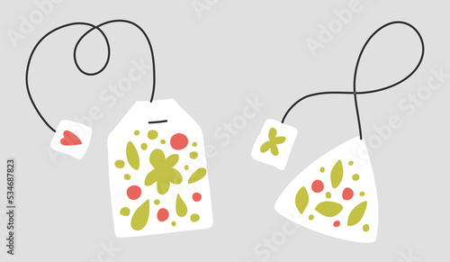 A set of tea bags. Herbal drink for brewing in a sachet