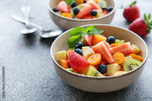 Healthy fresh fruit salad in a bowl