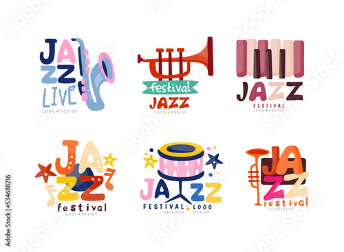 Photography Jazz festival vector logo design set