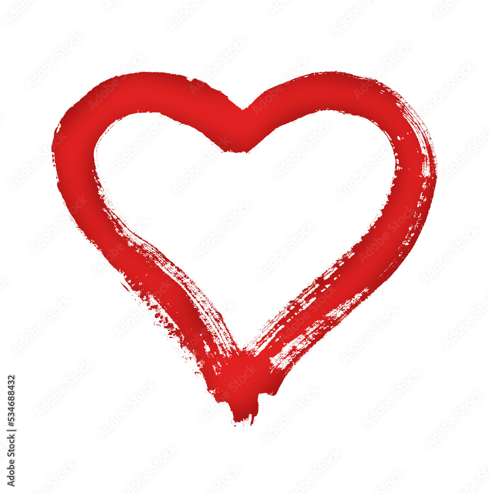 Heart - symbol of love - watercolor on paper on transparent background Heart - symbol of love - watercolor on paper on transparent background
