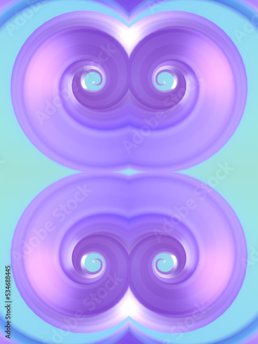 Digital illustration of neon color helix. Modern 3d rendering creative template. Optical illusion. Digital background