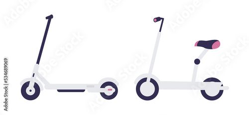 Electric Scooter Icon set. Modern lifestyle. Eco transport for city lifestyle. Scooter concept. Vector flat illustration.