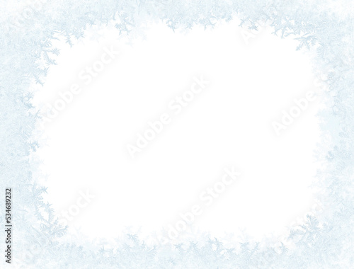 Frostwork. Decorative ice crystals frame on transparent background © PawelG Photo