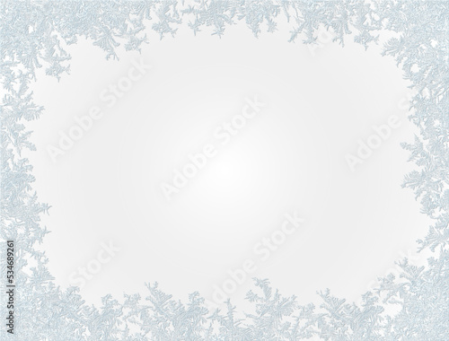 Frostwork. Decorative ice crystals frame on transparent background
