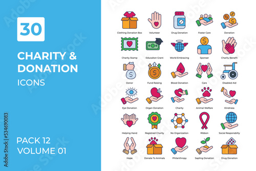 charity and donation icons collection.