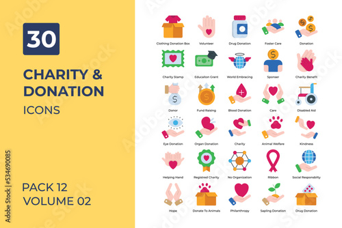 charity and donation icons collection.