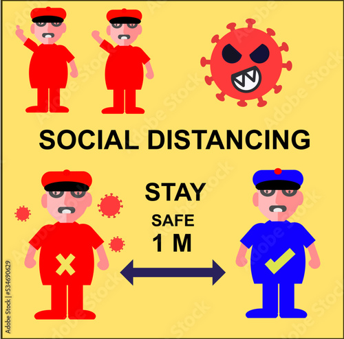 Keep distance stop Covid-19 
CUTE VETOR
