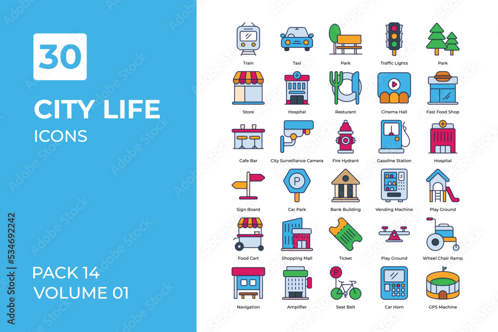 city life icons collection.