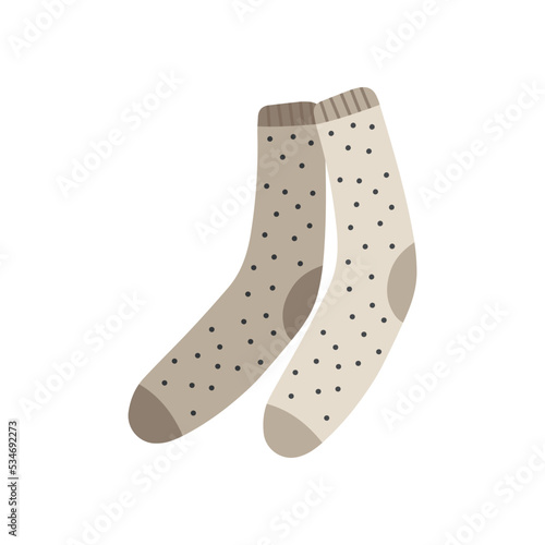 Vector illustration flat design colorful socks .Textile warm clothes socks pair cute decoration wool winter clothing.