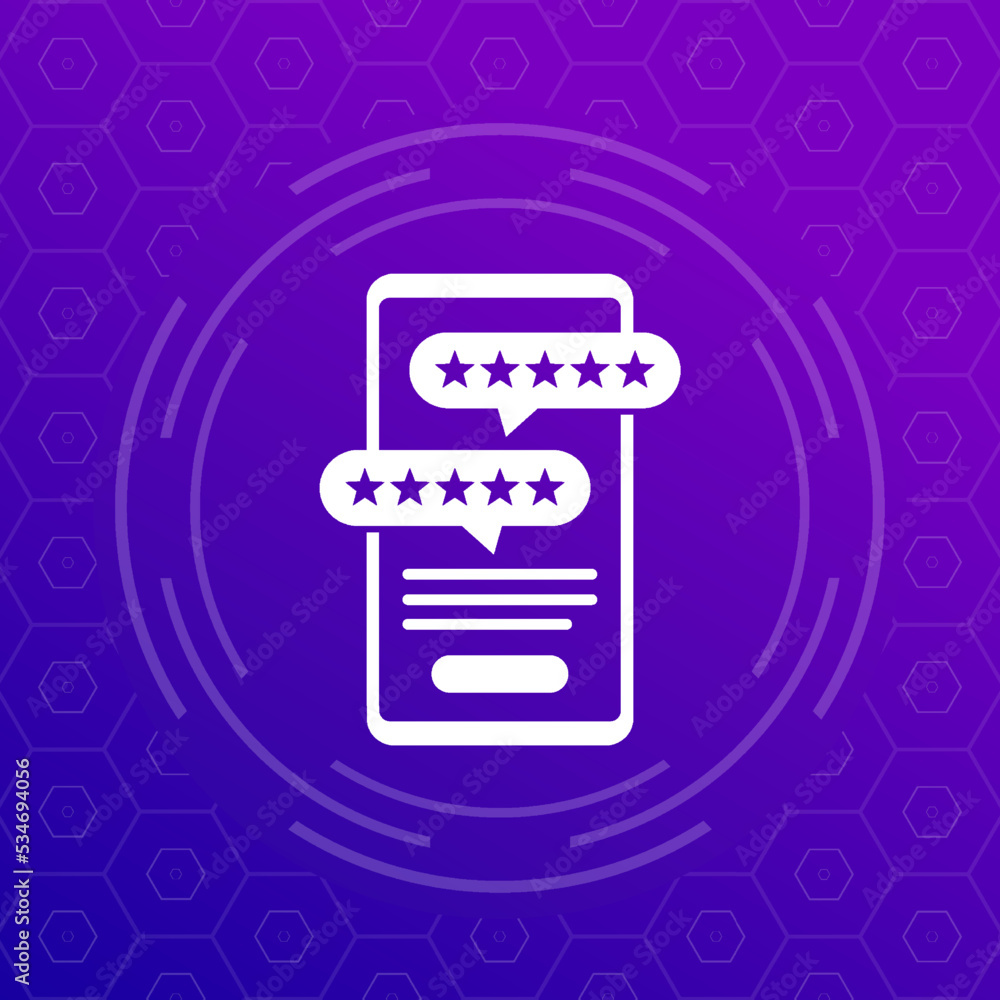 mobile app review vector icon with a smart phone mobile app review vector icon with a smart phone