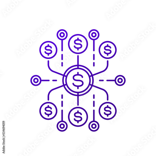 Financial assets diversification, multiple income sources line icon