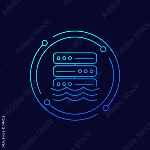 Data lake icon, linear design
