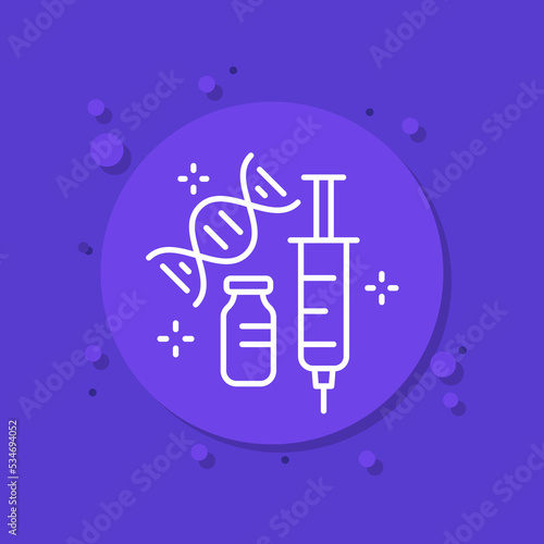 Gene therapy drugs line icon, genetic medicine