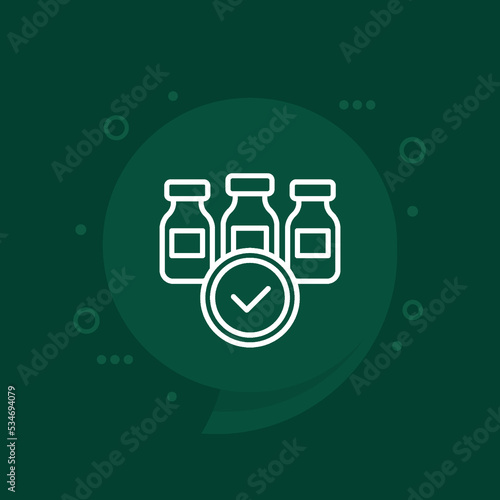 Vaccine supply line icon with vials