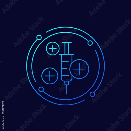 vaccine booster shot icon, linear design