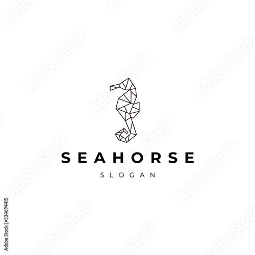 Seahorse line art logo icon design